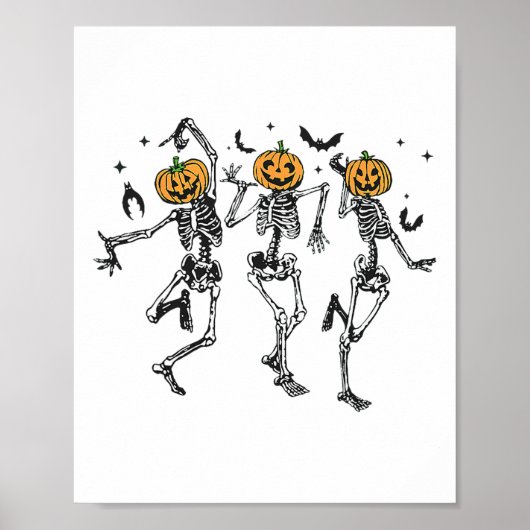 Fun Halloween Pumpkin tanzen Skeleton Kostüm Wom Poster (Vorne)