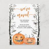Fun Halloween Pumpkin Wir haben Änderung Adresse v Ankündigungspostkarte (Vorderseite)