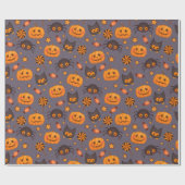 Fun Halloween Pumpkins Muster Lila Hintergrund Geschenkpapier (Flach)