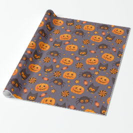 Fun Halloween Pumpkins Muster Lila Hintergrund Geschenkpapier