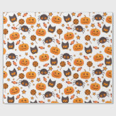 Fun Halloween Pumpkins Pattern Illustration Geschenkpapier (Flach)