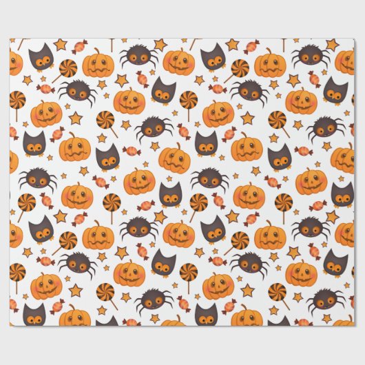 Fun Halloween Pumpkins Pattern Illustration Geschenkpapier (Flach)