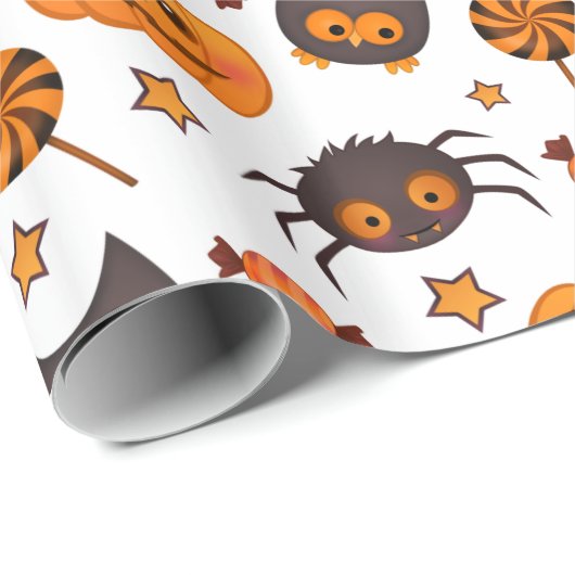 Fun Halloween Pumpkins Pattern Illustration Geschenkpapier (Rolleneckpunkt)
