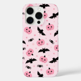 Fun Halloween Pumpkins und Bat Pattern iPhone 16 Pro Hülle