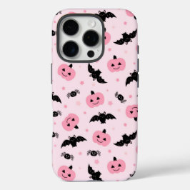 Fun Halloween Pumpkins und Bat Pattern iPhone 16 Pro Hülle