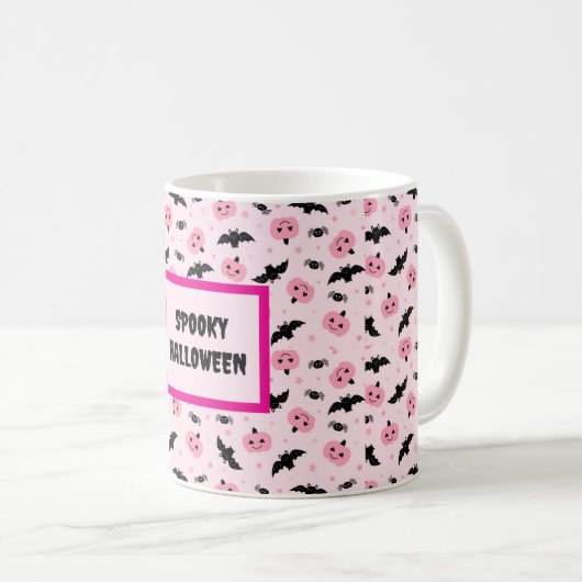 Fun Halloween Pumpkins und Bat Pattern Kaffeetasse (VorderseiteRechts)