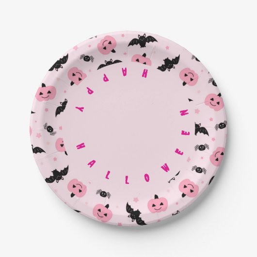 Fun Halloween Pumpkins und Bat Pattern Pappteller (Vorderseite)