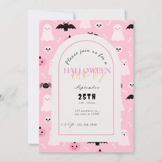 Fun Halloween Pumpkins und Bat Themenparty Einladung (Vorderseite)