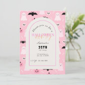 Fun Halloween Pumpkins und Bat Themenparty Einladung (Stehend Vorderseite)