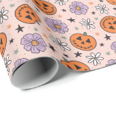 Fun Halloween Pumpkins und Blume Muster Geschenkpapier (Rolleneckpunkt)