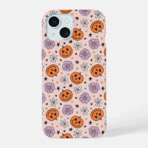 Fun Halloween Pumpkins und Blume Muster iPhone 15 Hülle