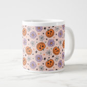 Fun Halloween Pumpkins und Blume Muster Jumbo-Tasse (Vorderseite Rechts)