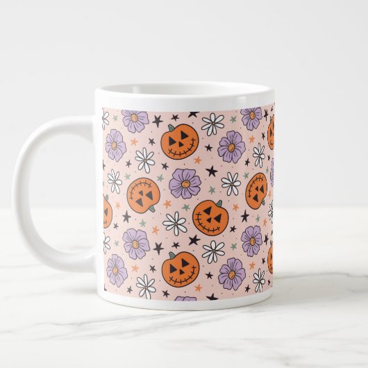 Fun Halloween Pumpkins und Blume Muster Jumbo-Tasse (Links)