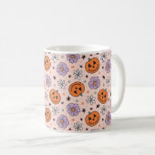 Fun Halloween Pumpkins und Blume Muster Kaffeetasse (VorderseiteRechts)
