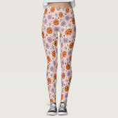 Fun Halloween Pumpkins und Blume Muster Leggings (Vorderseite)