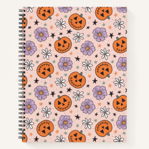 Fun Halloween Pumpkins und Blume Muster Notizblock