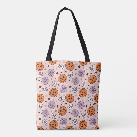 Fun Halloween Pumpkins und Blume Muster Tasche (Rückseite)