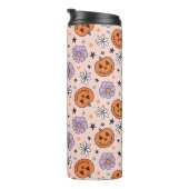 Fun Halloween Pumpkins und Blume Muster Thermosbecher (Nach rechts gedreht)