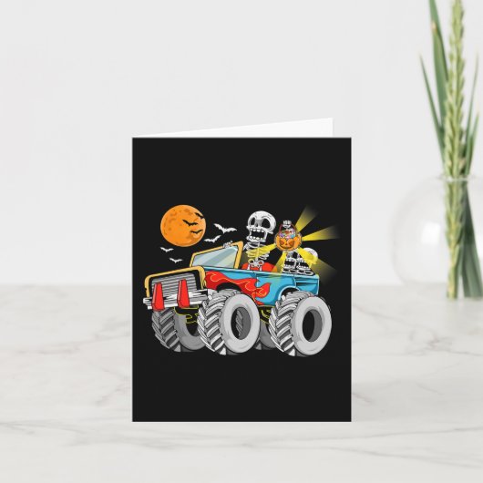 Fun Halloween Skeleton Monster-Truck Kids Boys Tod Karte (Vorderseite)