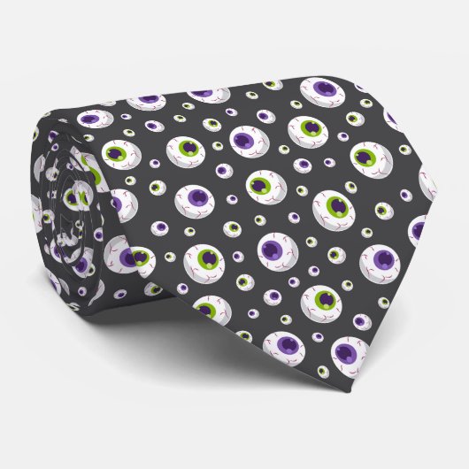 Fun Halloween Themed Eyeball Pattern Krawatte (Gerollt)