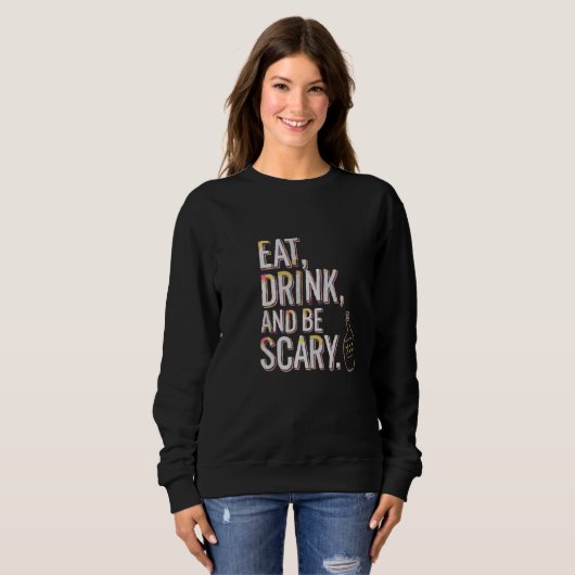 Fun Halloween Trick oder Behandlung Beängstigendes Sweatshirt (Vorne ganz)
