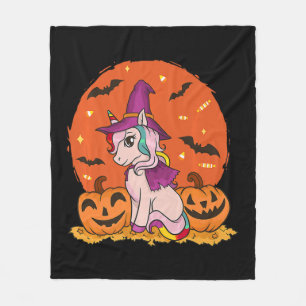 Fun Halloween Witchy Unicorn Cute Witch Pumpkin Fo Fleecedecke