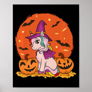 Fun Halloween Witchy Unicorn Niedlich Hexenkürbis Poster