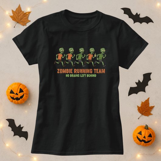 Fun Halloween Zombie Running T-Shirt; Kein Gehirn T-Shirt