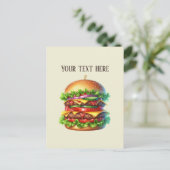 Fun Hamburger add message business name  Postkarte (Stehend Vorderseite)