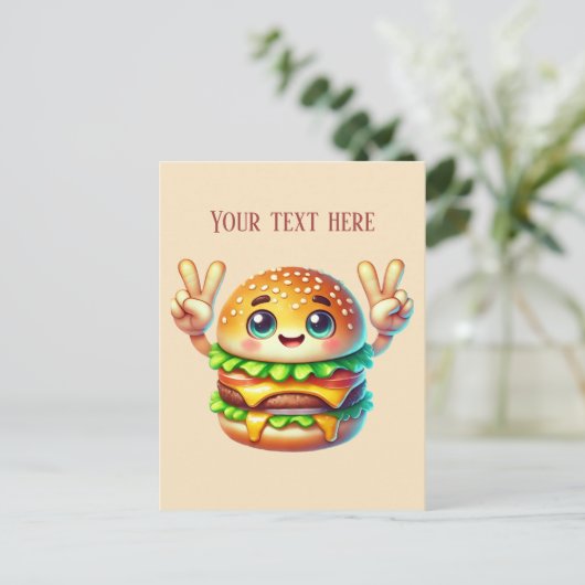 Fun Hamburger ergänzen Textnahrer Postkarte (Stehend Vorderseite)