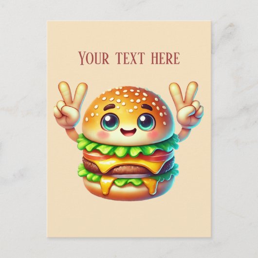 Fun Hamburger ergänzen Textnahrer Postkarte (Vorderseite)
