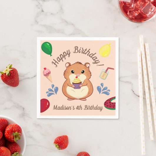 Fun Hamster Birthday Pool Party Serviette (Beispiel)