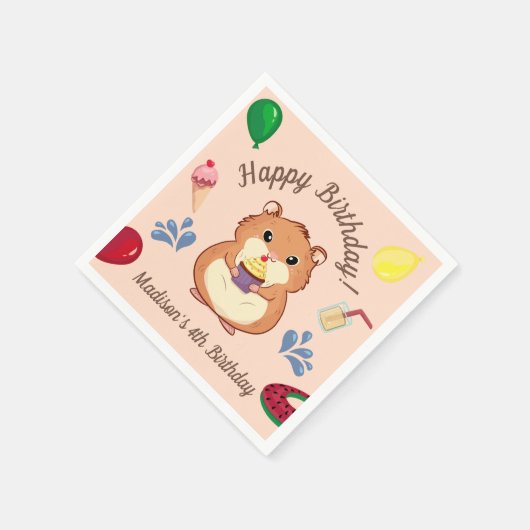 Fun Hamster Birthday Pool Party Serviette (Ecke)