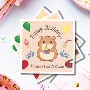 Fun Hamster Birthday Pool Party Serviette