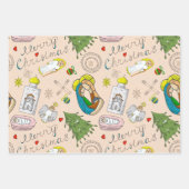 FUN HAND DRAWN CHRISTMAS WRAPPING SHEETS GESCHENKPAPIER SET (Vorderseite 3)