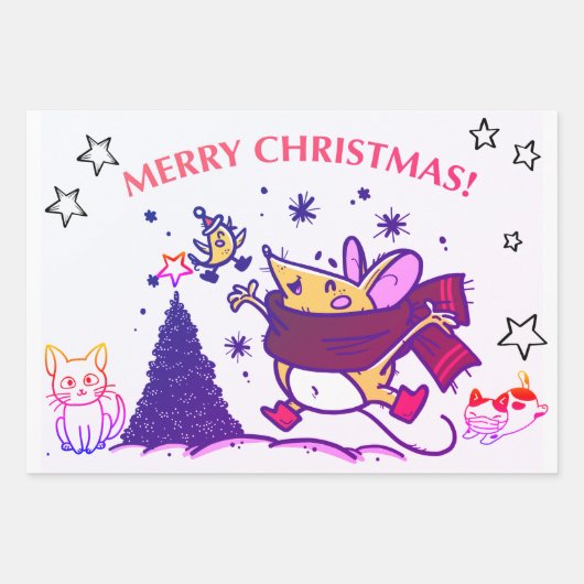 FUN HAND DRAWN CHRISTMAS WRAPPING SHEETS GESCHENKPAPIER SET (Vorderseite)