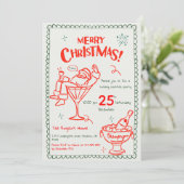 Fun Hand Drawn Doodle Frohe Weihnachtscocktail Einladung (Stehend Vorderseite)