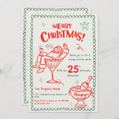 Fun Hand Drawn Doodle Frohe Weihnachtscocktail Einladung (Vorne/Hinten)