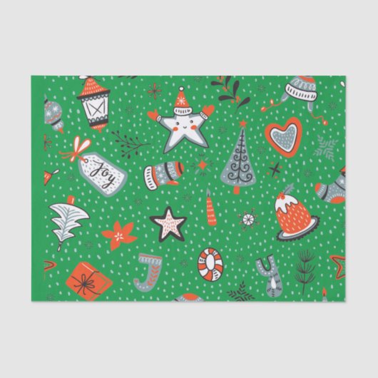FUN HAND DRAWN KIDS CHRISTMAS DESIGN TISSUPAPIER SEIDENPAPIER (Vorderseite)