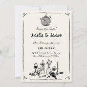 Fun Hand Drawn Save the Date Quirky Hochzeit Einladung (Vorderseite)