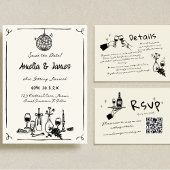 Fun Hand Drawn Save the Date Quirky Hochzeit Einladung