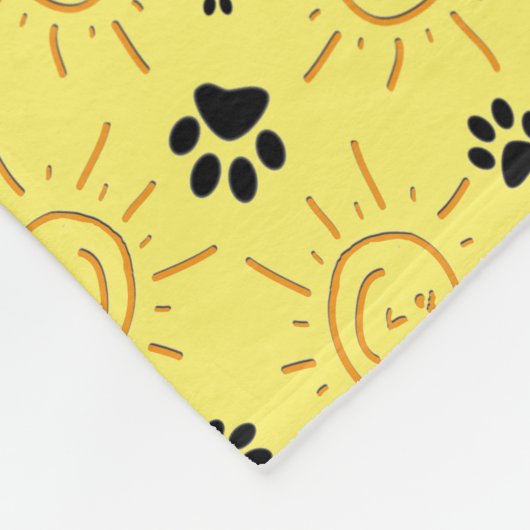 Fun Hand gezogen Sonnenschein schwarzen Paws über Fleecedecke (Ecke)
