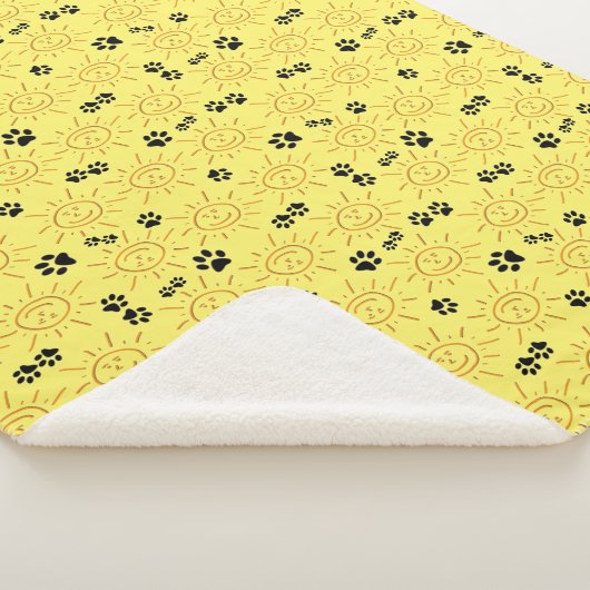 Fun Hand gezogen Sonnenschein schwarzen Paws über Sherpadecke (3/4)