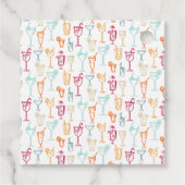 Fun Hand gezogenes Cocktail Muster Pink Brautparty Geschenkanhänger (Rückseite)