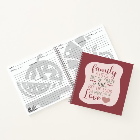 Fun Hand Letted Dusty Pink Familie Rezept Notizblock (Innenseite)