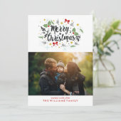 Fun Hand Lettered Christmas Foto Feiertagskarte (Stehend Vorderseite)