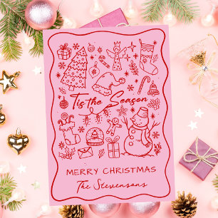 Fun Hand Rot auf Rosa Gedecktes Foto Weihnachten