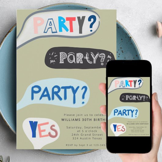 Fun Hand-Scripted Birthday Invitation Einladung