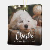 Fun Handgeschriebener Typ Pet's First Christmas Fo Keramikornament (Links)