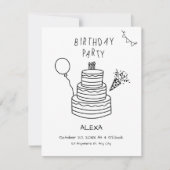 Fun handgezeichnete Geburtstagstorte Einladung (Vorderseite)